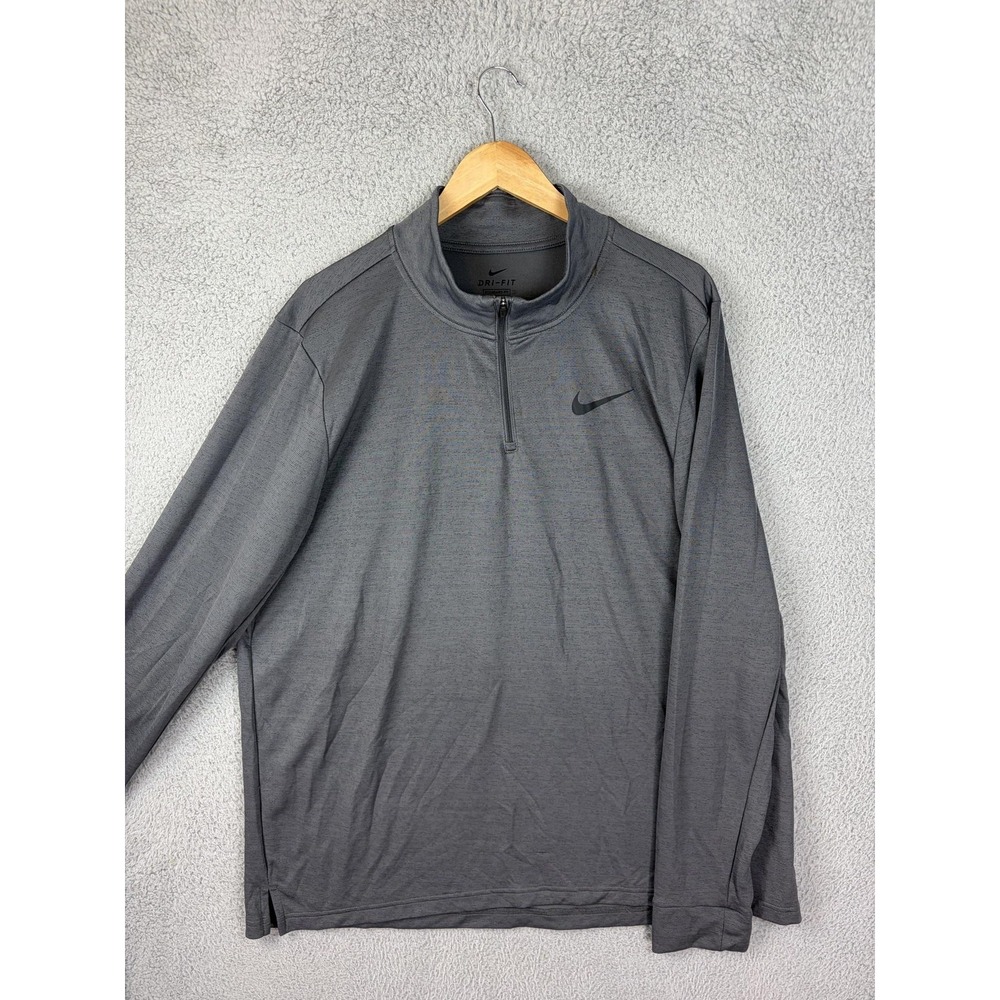 Nike Dri-FIT Pullover Mens XL Gray 1/4 Zip Long Sleeve Running Top Athletic Men